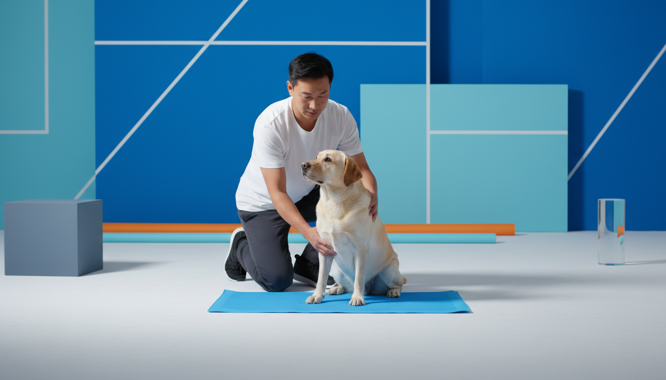 Dog relaxing on a GlacierPup cooling mat